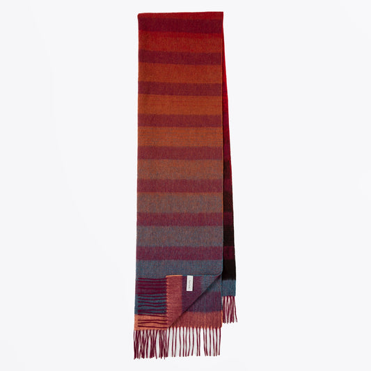 Graded Weft Stripe Scarf - Burgundy