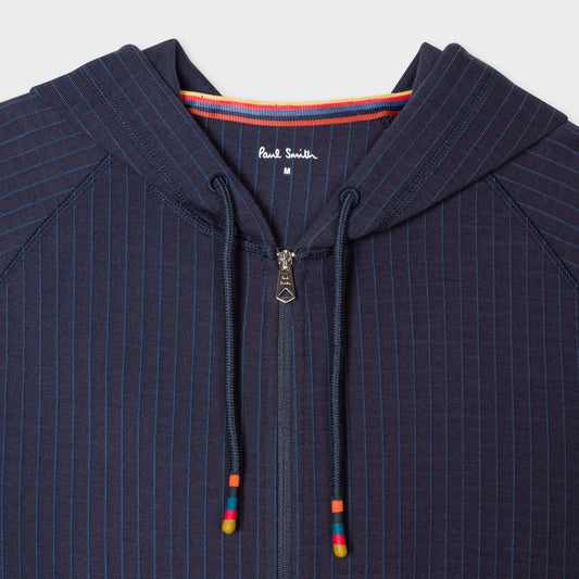 - Stripe Zip Up Hoodie - Navy