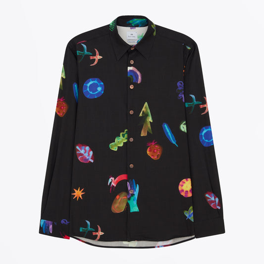 - 'Southdowns Way' Print Shirt - Black