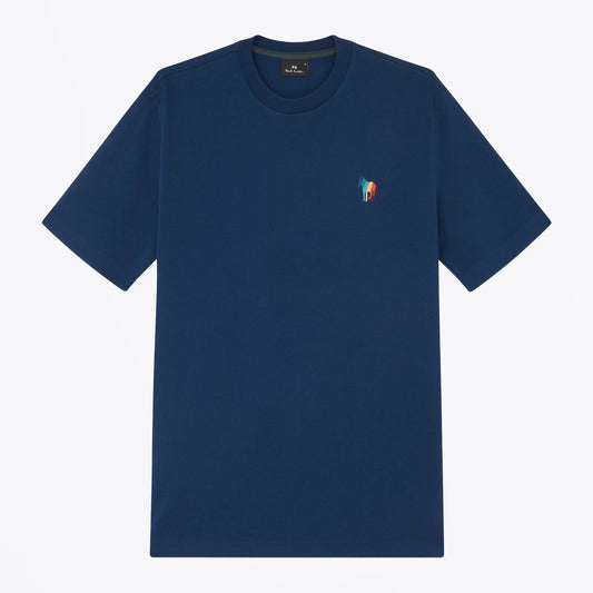 - Embroidered Zebra Short Sleeved T-Shirt - Blue