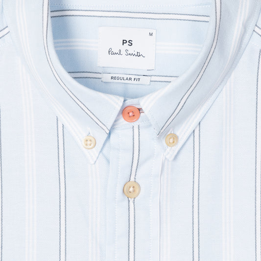 - Zebra Stripe Regular Fit Shirt - Blue