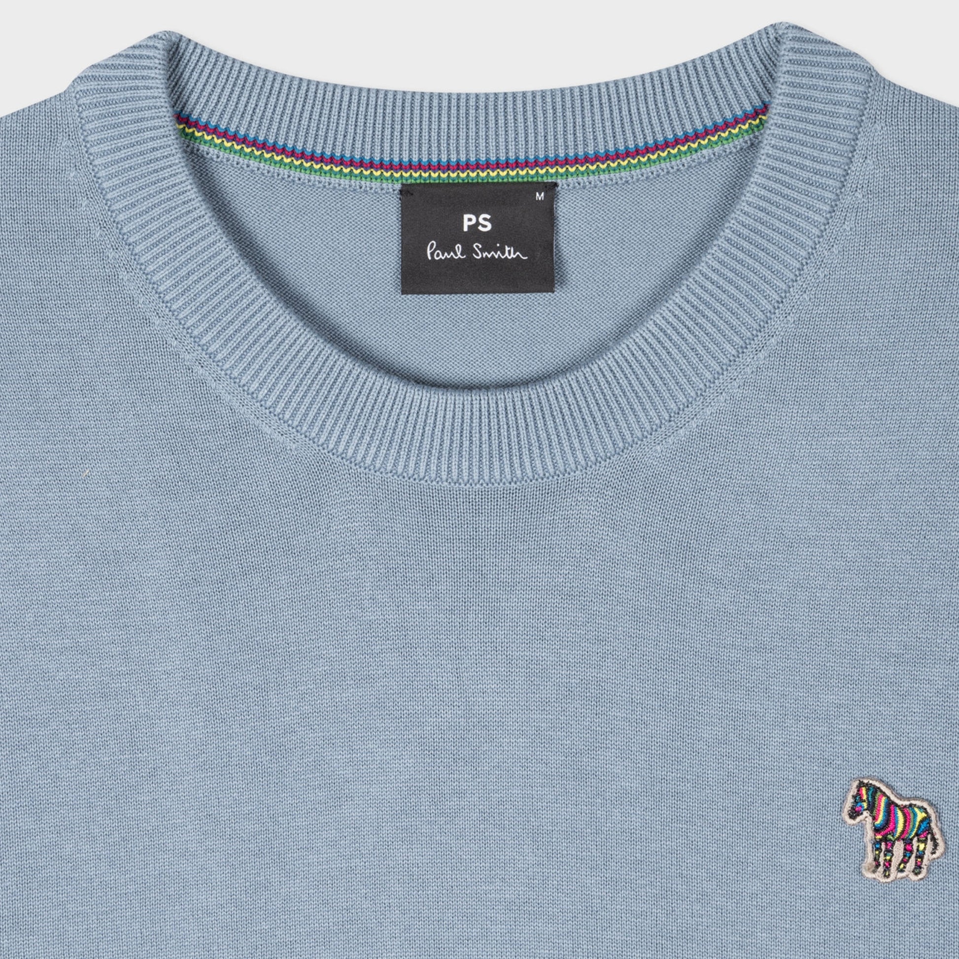 Paul Zebra Badge Crew Neck Sweater - Blue