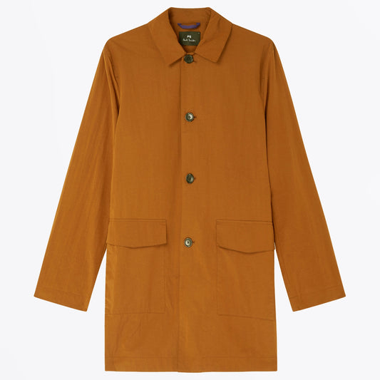 - Nylon-Blend Mac Coat - Chocolate