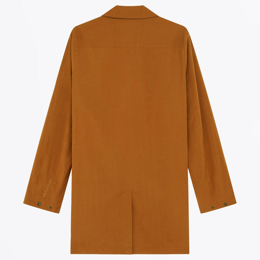 - Nylon-Blend Mac Coat - Chocolate