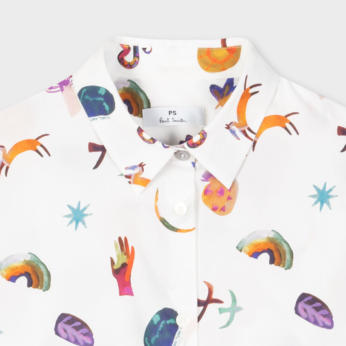 - Southdowns Way Printed Long Sleeve Shirt - White