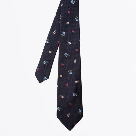 Floral Spot Tie - Very Dark Navy