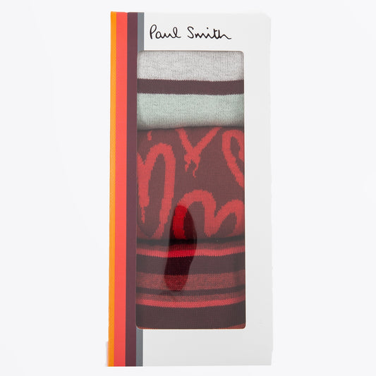 - Burgundy Mix Sock 3 Pack - Burgundy