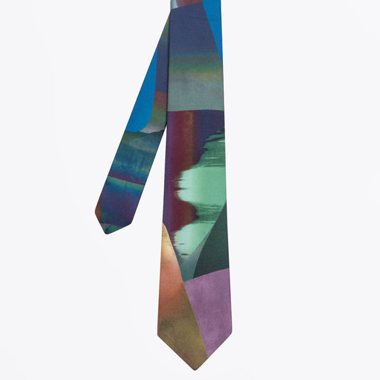- Silk Screen Abstract Tie - Very Dark Navy