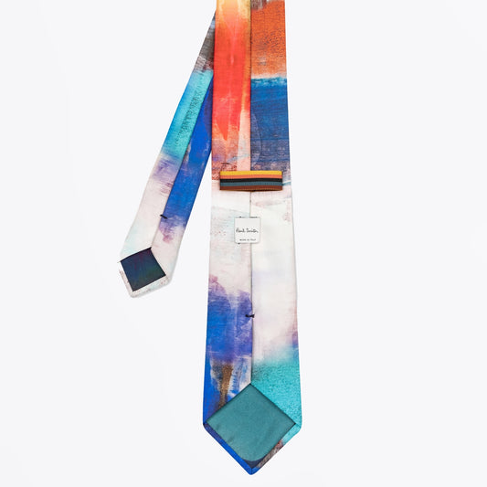 - Abstract Silk Screen Tie - Red