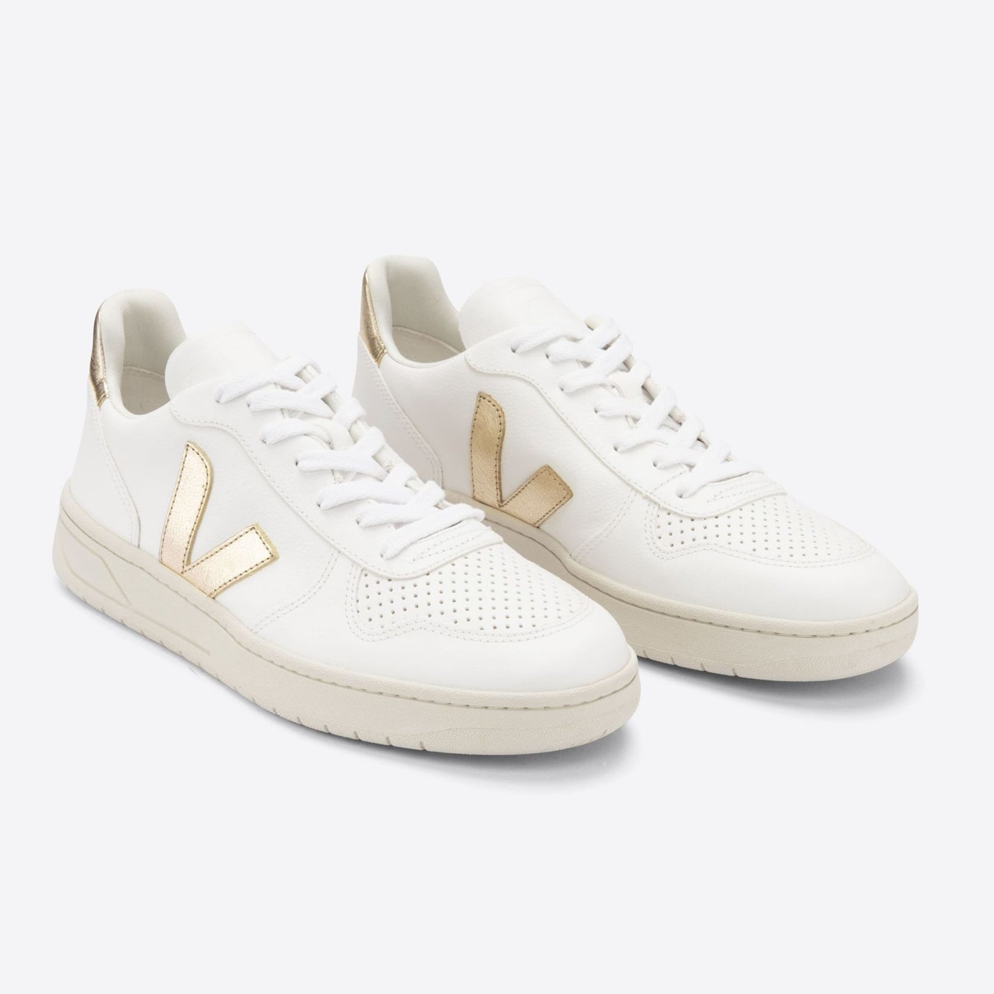 - V-10 Chromefree Leather Sneakers - White Platine
