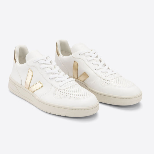 - V-10 Chromefree Leather Sneakers - White Platine