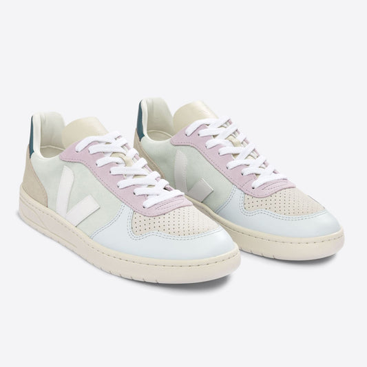 - V-10 Suede Sneakers - Jade White-Multi