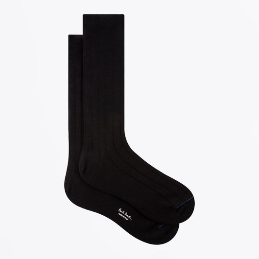 - Plain Ribbed Socks - Black