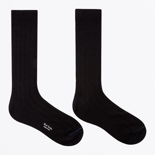 - Plain Ribbed Socks - Black