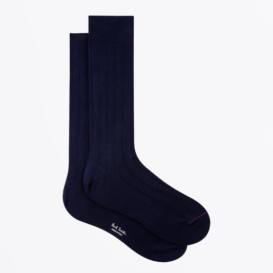 - Plain Rib Socks - Navy