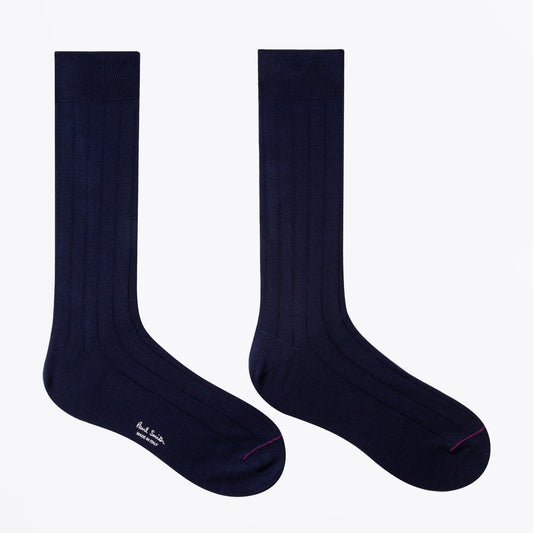 - Plain Rib Socks - Navy