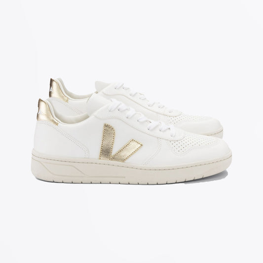 - V-10 Chromefree Leather Sneakers - White Platine