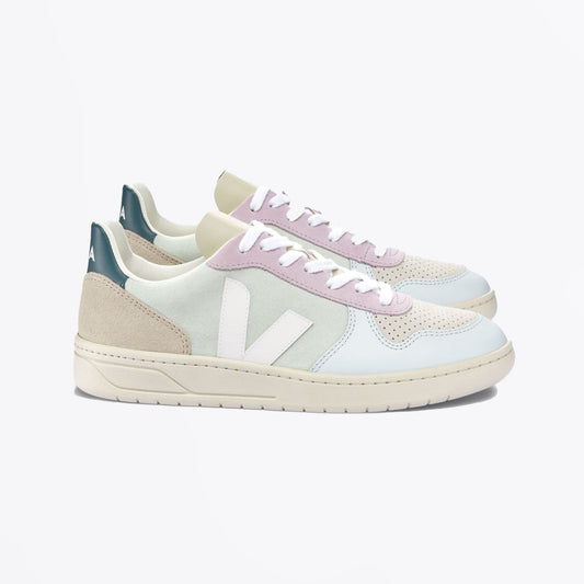 - V-10 Suede Sneakers - Jade White-Multi