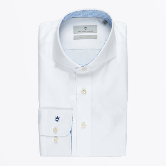 - Bari Cut Away Contrast Collar Shirt- White