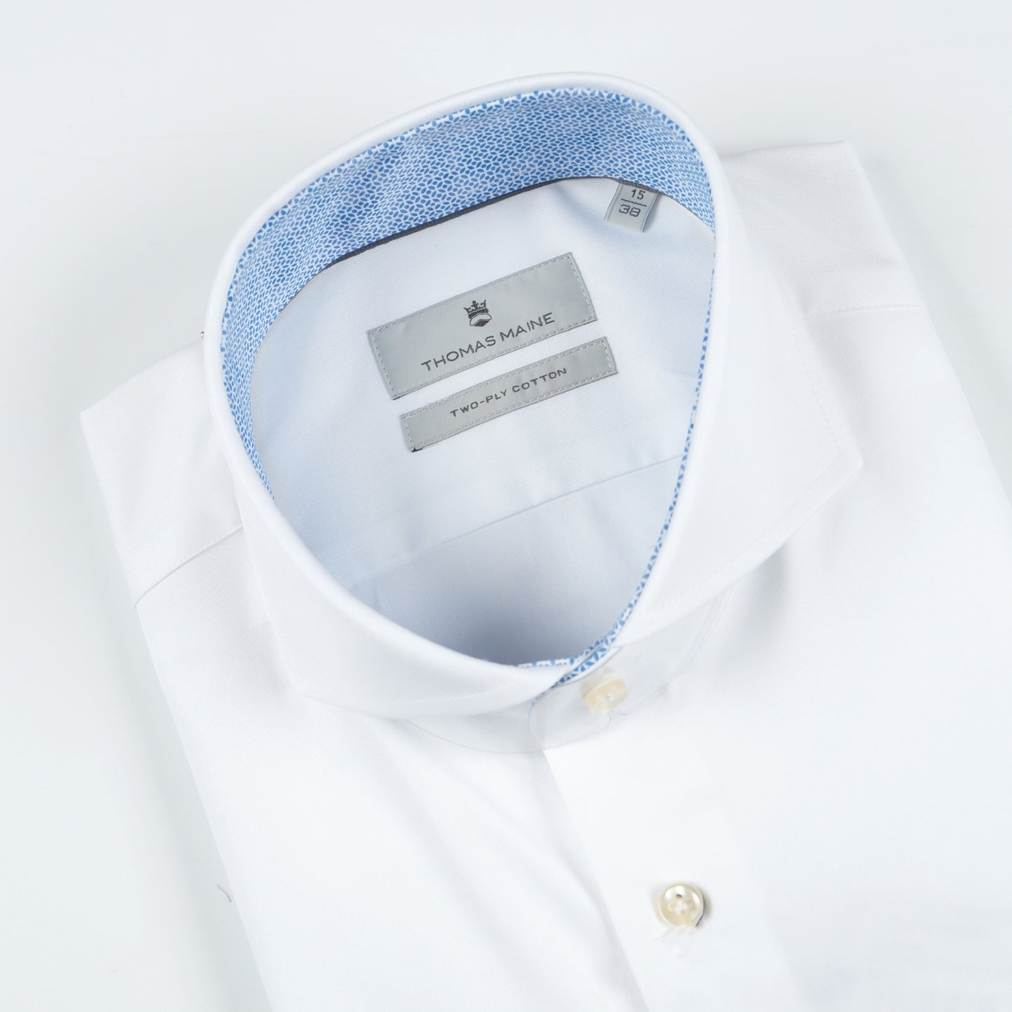 - Bari Cut Away Contrast Collar Shirt- White
