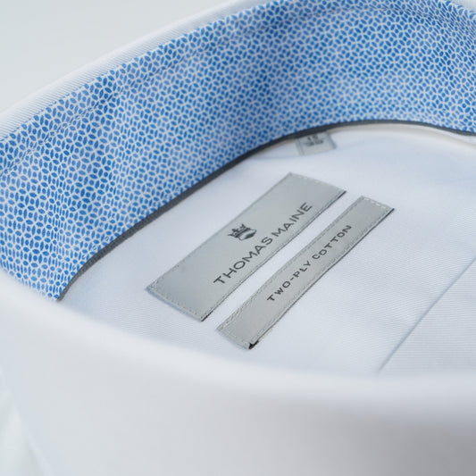 - Bari Cut Away Contrast Collar Shirt- White