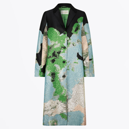 - Cornelia Woven Jacquard Coat - Clouds