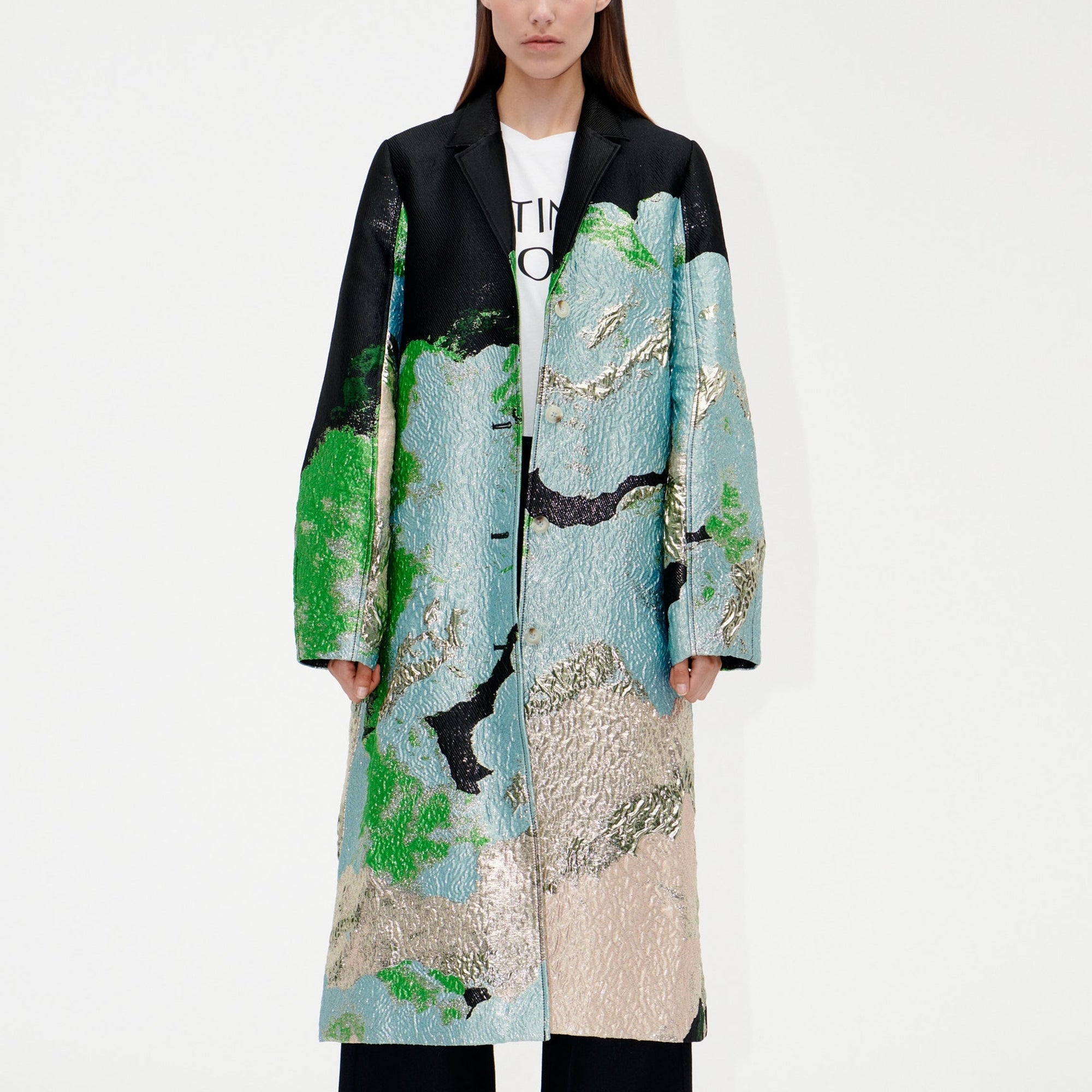 Stine Goya - - Cornelia Woven Jacquard Coat - Clouds – MR & MRS