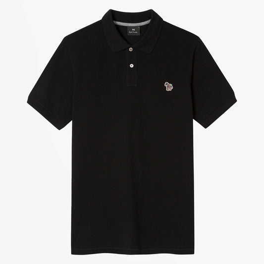 - Regular Fit Short Sleeved Zebra Polo Shirt - Black
