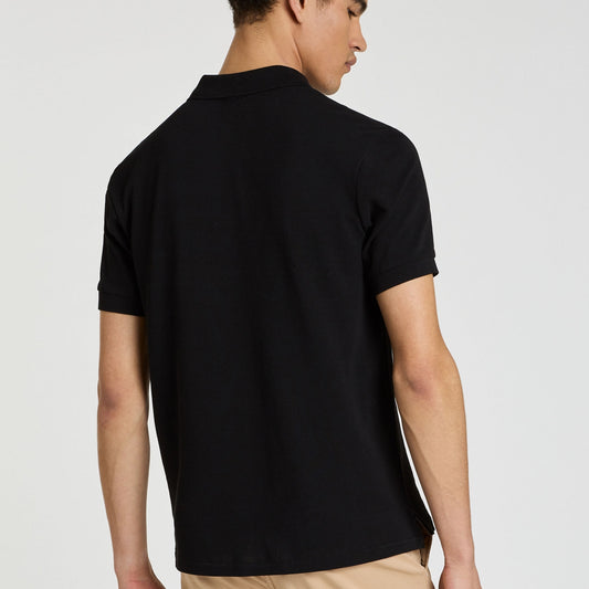 - Regular Fit Short Sleeved Zebra Polo Shirt - Black