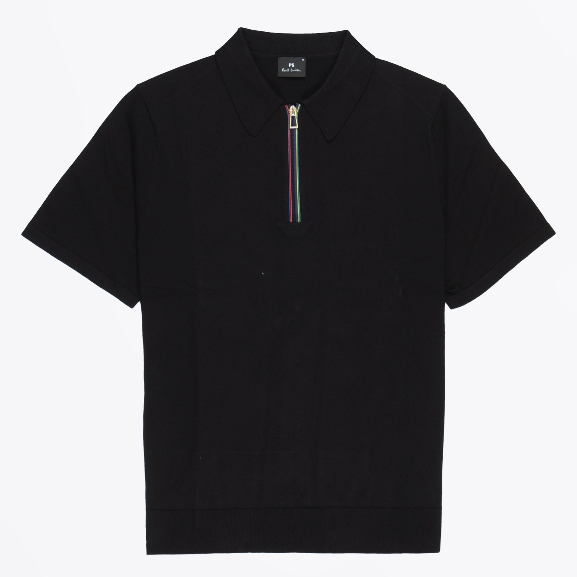 Paul Knitted Short Sleeved Polo Sweater - Black