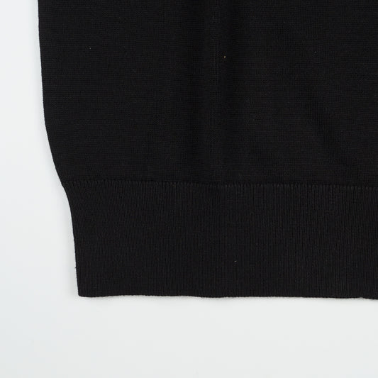 Knitted Short Sleeved Polo Sweater - Black