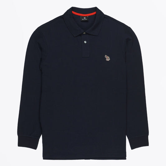 - Zebra Reg Fit Long Sleeved Polo Shirt - Dark Navy