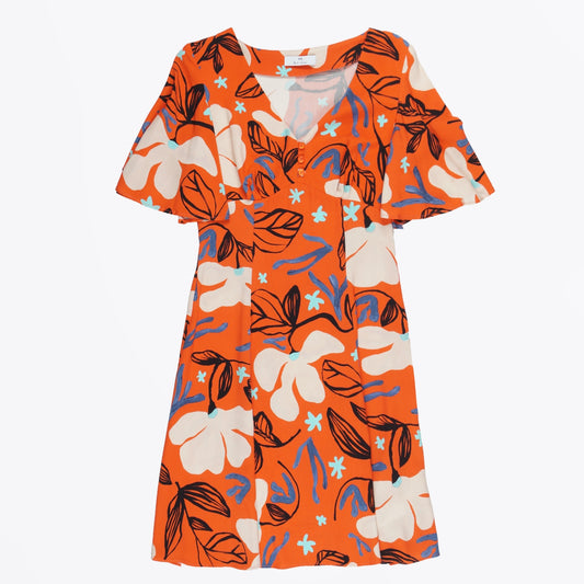 - Floral Print Dress - Red