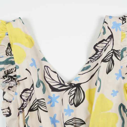 - Leaf Print Dress - Off-White