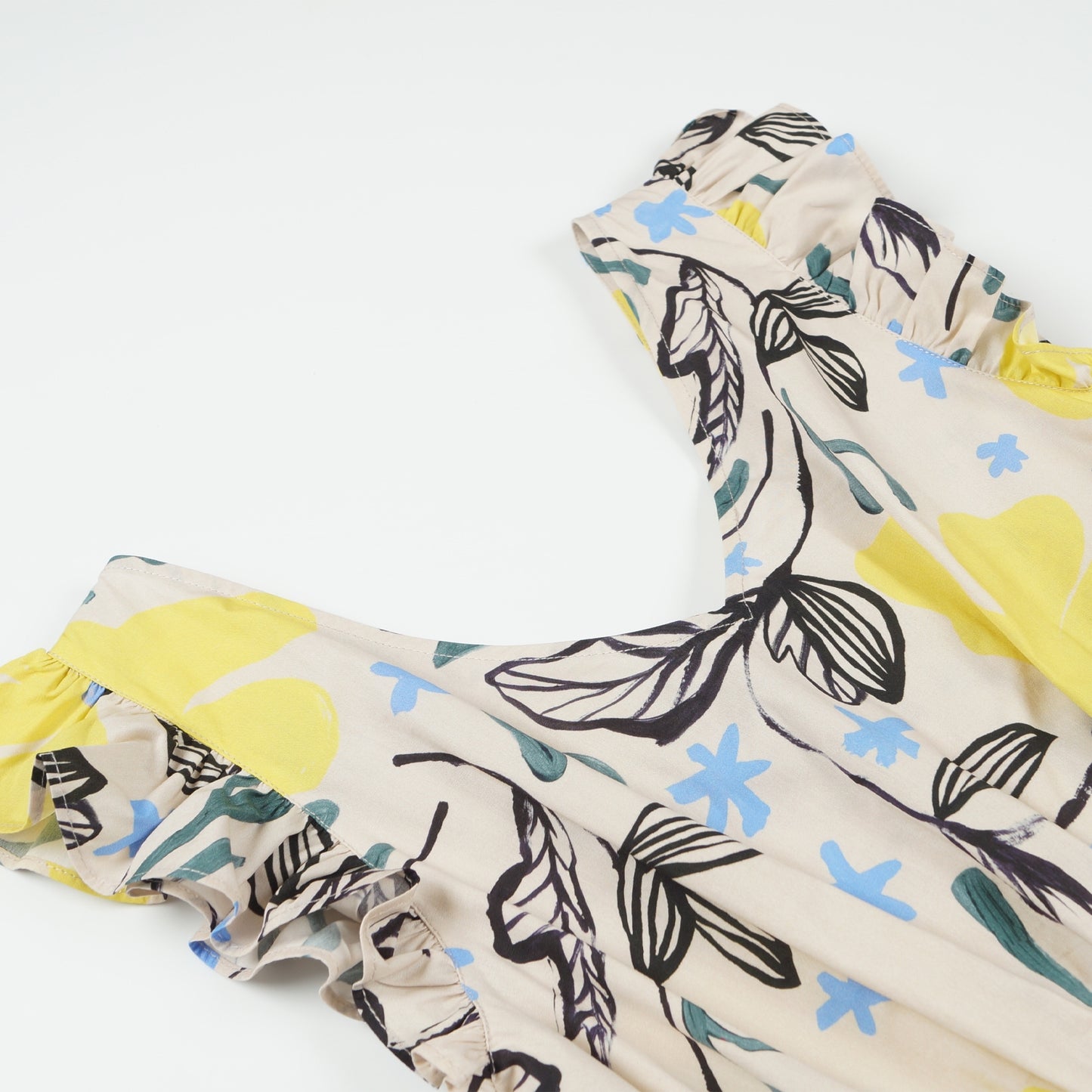 - Leaf Print Dress - Off-White