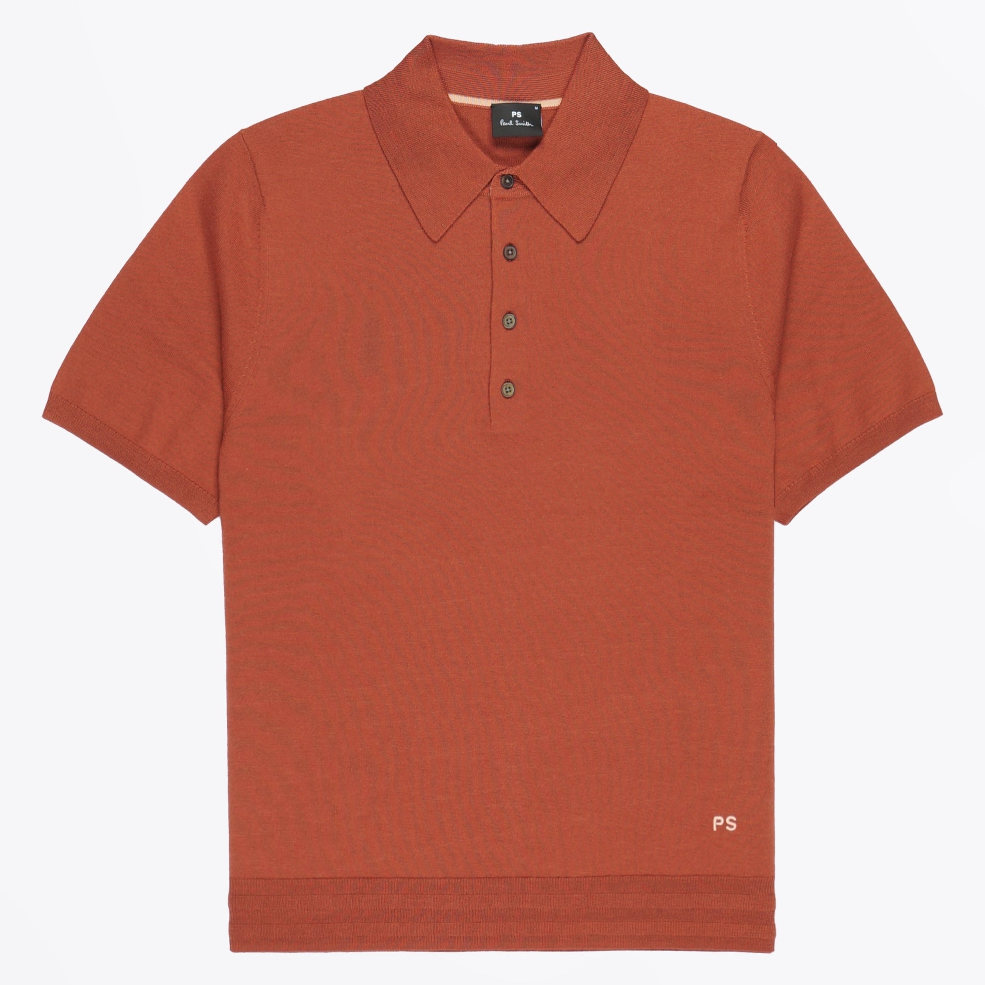 Paul Knitted Short Sleeve Sweater Polo - Brick Red