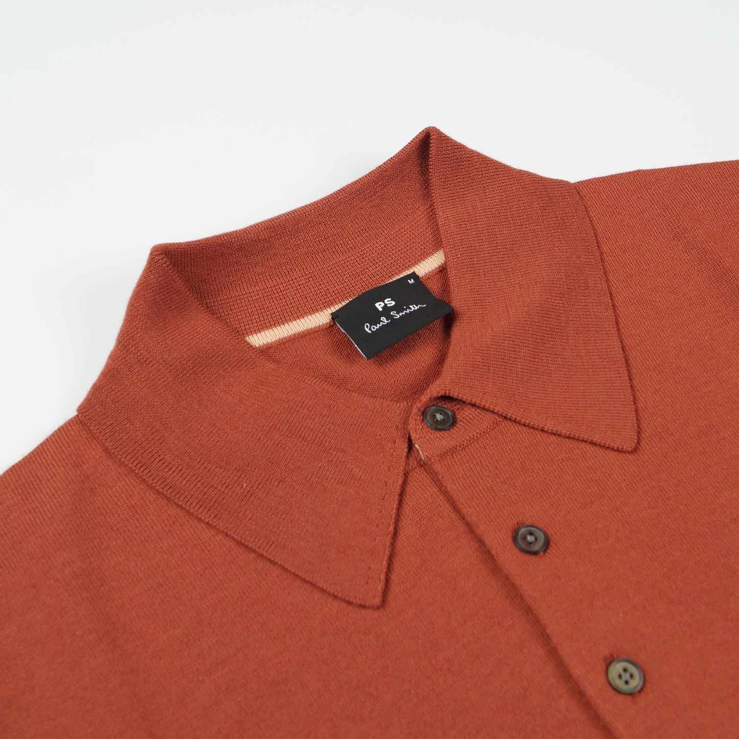Knitted Short Sleeve Sweater Polo - Brick Red