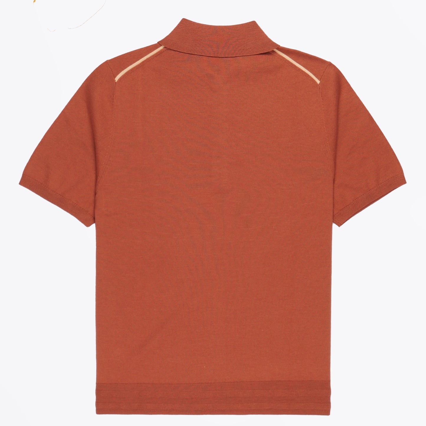 Knitted Short Sleeve Sweater Polo - Brick Red