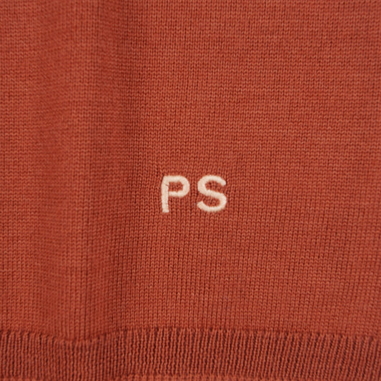 Knitted Short Sleeve Sweater Polo - Brick Red