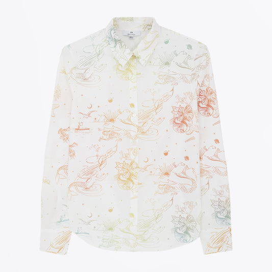 - Sea Tales Print Shirt - White