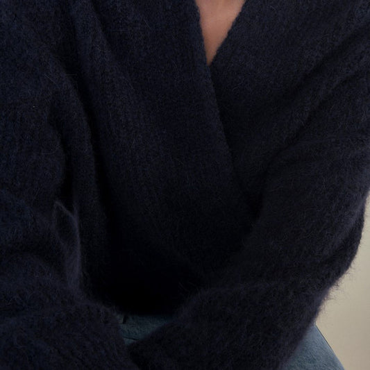 East Open Front Shawl Cardigan - Navy Melange