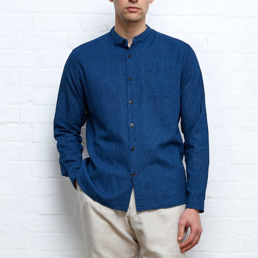 Grandad Shirt Lawes - Navy