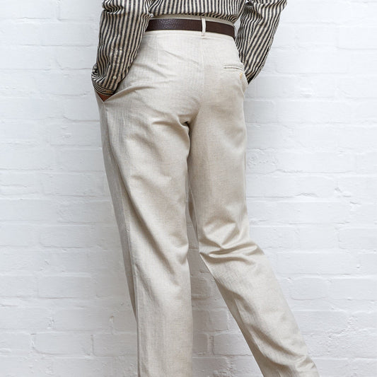 - Pleat Trousers - Beige