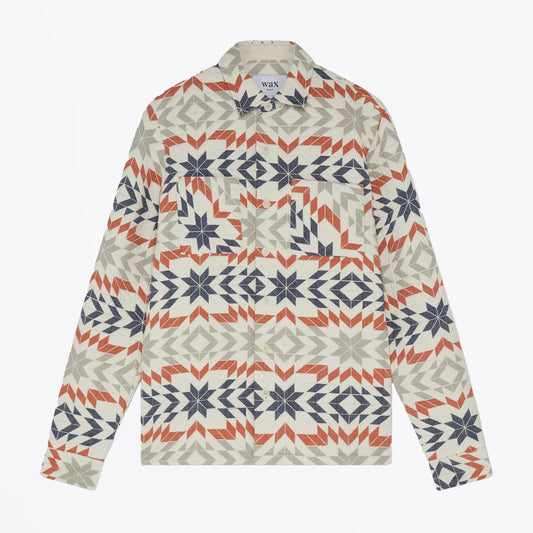 - Whiting Maze Overshirt - Ecru/Rust