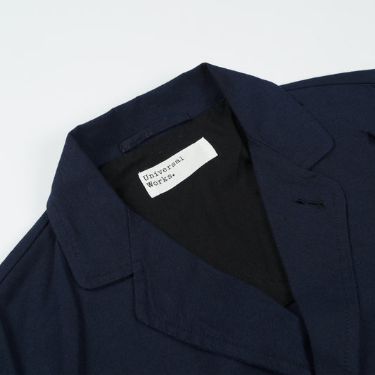 - Cotton Mix Suiting 3 Button Jacket - Navy