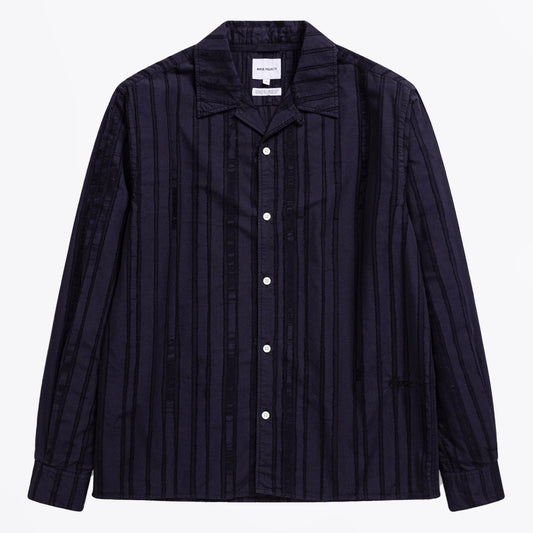 - Carsten Stripe Long-Sleeve Shirt - Navy