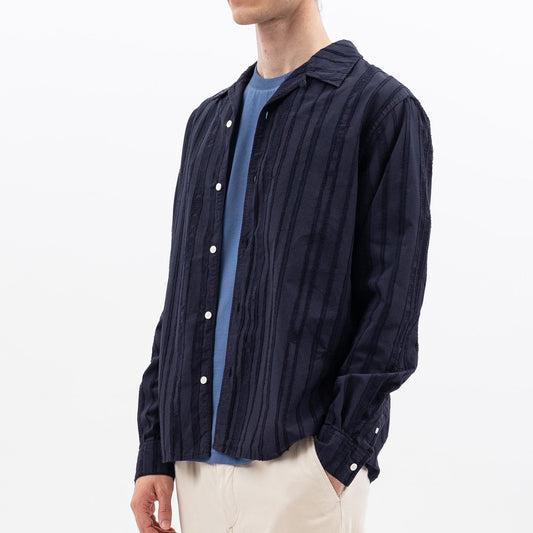 - Carsten Stripe Long-Sleeve Shirt - Navy