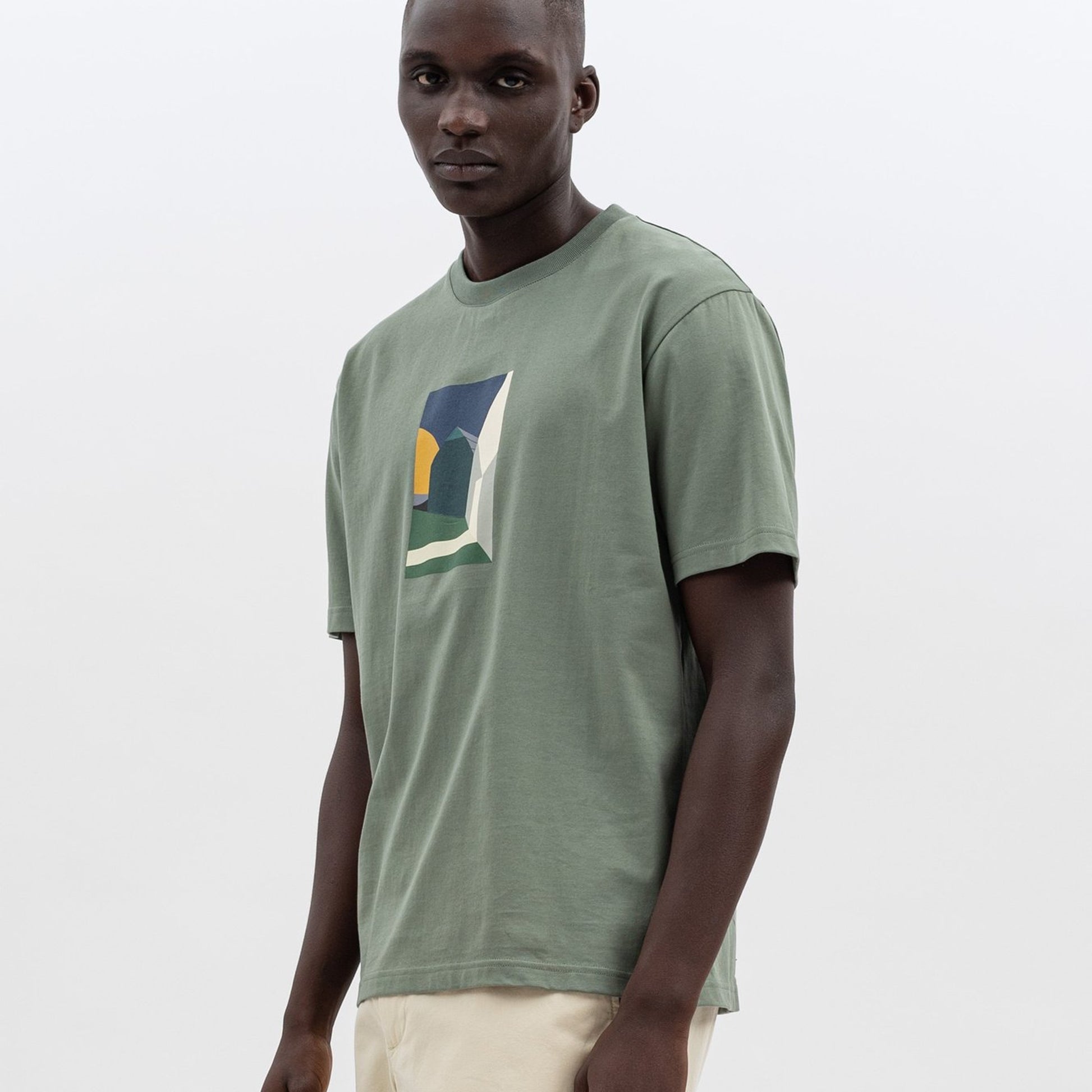 Norse Johannes Collage T-Shirt - Sage Green