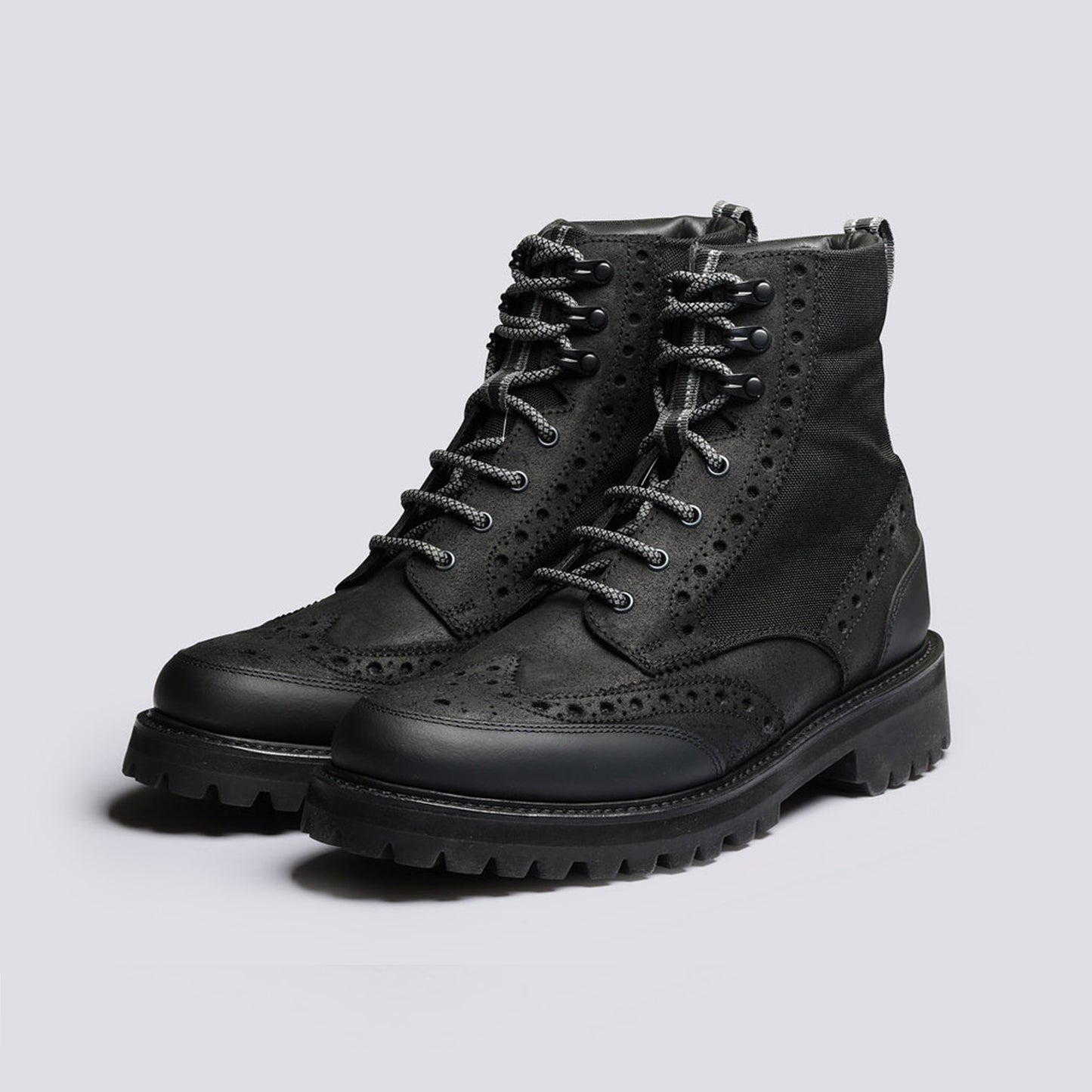 - Fred Tech Brogues Derby Boots - Black