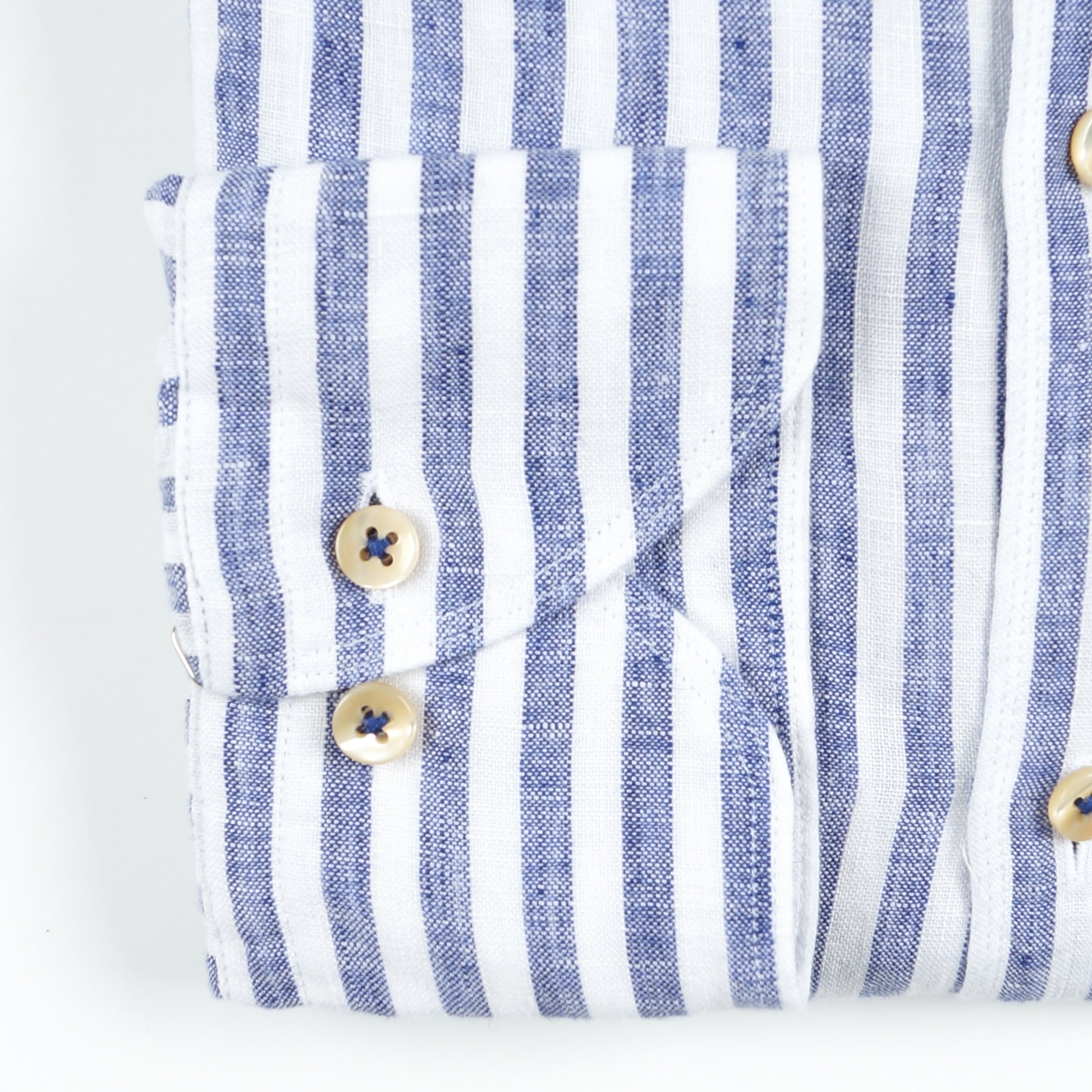 Stenstroms - Fitted Body Linen Stripe Shirt - Navy
